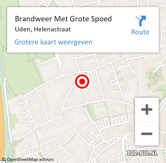 Locatie op kaart van de 112 melding: Brandweer Met Grote Spoed Naar Uden, Helenastraat op 17 oktober 2019 19:08