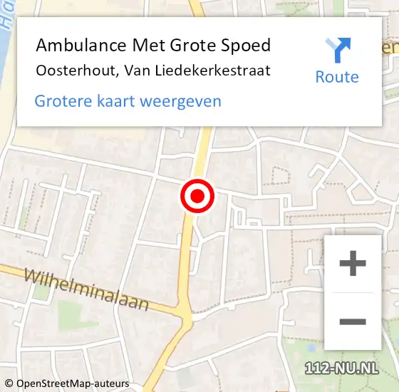 Locatie op kaart van de 112 melding: Ambulance Met Grote Spoed Naar Oosterhout, Van Liedekerkestraat op 17 oktober 2019 19:11
