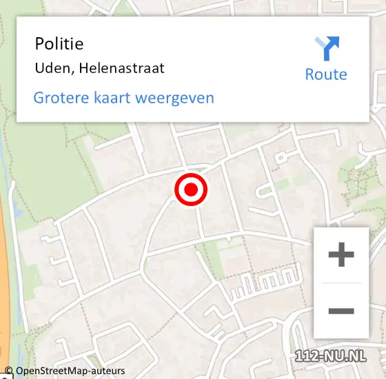 Locatie op kaart van de 112 melding: Politie Uden, Helenastraat op 17 oktober 2019 19:11