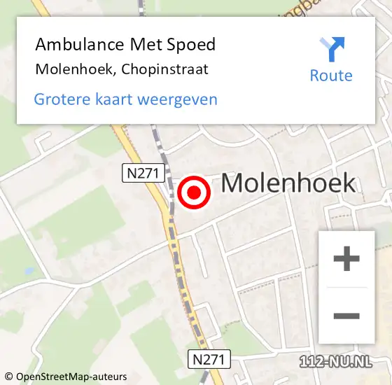 Locatie op kaart van de 112 melding: Ambulance Met Spoed Naar Molenhoek, Chopinstraat op 17 april 2014 02:44