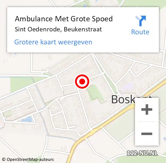 Locatie op kaart van de 112 melding: Ambulance Met Grote Spoed Naar Sint Oedenrode, Beukenstraat op 17 oktober 2019 20:15