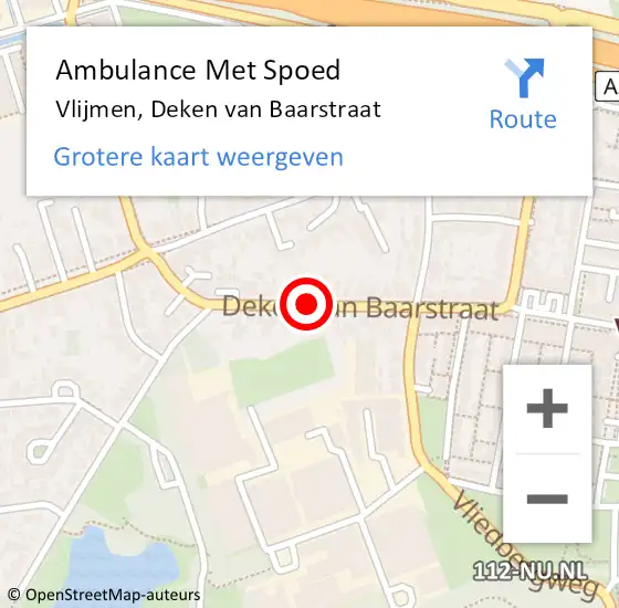 Locatie op kaart van de 112 melding: Ambulance Met Spoed Naar Vlijmen, Deken van Baarstraat op 17 oktober 2019 21:51