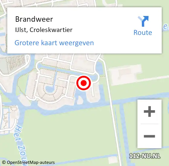 Locatie op kaart van de 112 melding: Brandweer IJlst, Croleskwartier op 29 september 2013 01:11