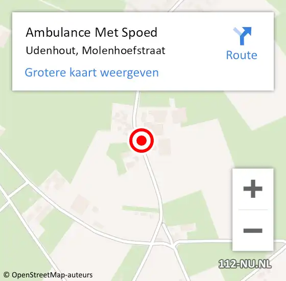 Locatie op kaart van de 112 melding: Ambulance Met Spoed Naar Udenhout, Molenhoefstraat op 17 oktober 2019 23:40