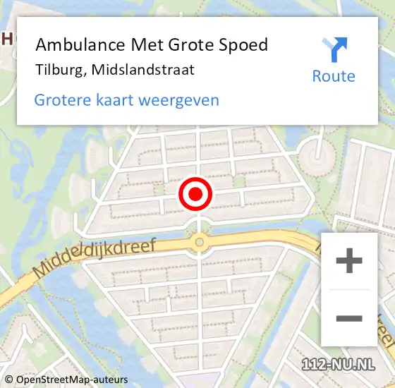 Locatie op kaart van de 112 melding: Ambulance Met Grote Spoed Naar Tilburg, Midslandstraat op 17 oktober 2019 23:42