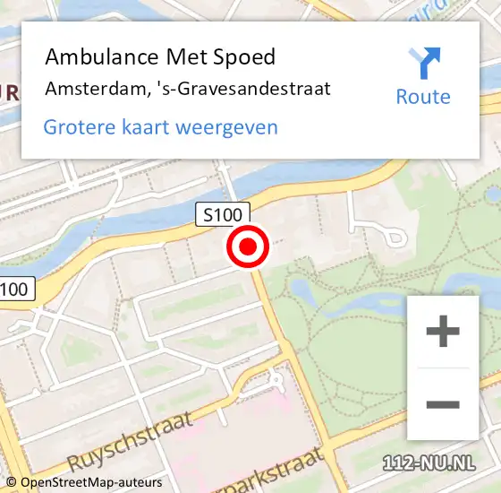 Locatie op kaart van de 112 melding: Ambulance Met Spoed Naar Amsterdam, 'S-Gravesandestraat op 17 oktober 2019 23:51
