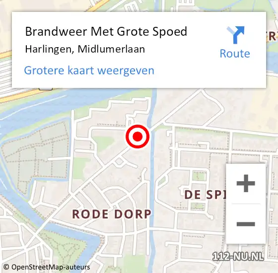 Locatie op kaart van de 112 melding: Brandweer Met Grote Spoed Naar Harlingen, Midlumerlaan op 18 oktober 2019 01:19