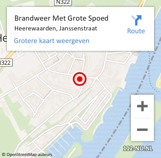 Locatie op kaart van de 112 melding: Brandweer Met Grote Spoed Naar Heerewaarden, Janssenstraat op 29 september 2013 01:14