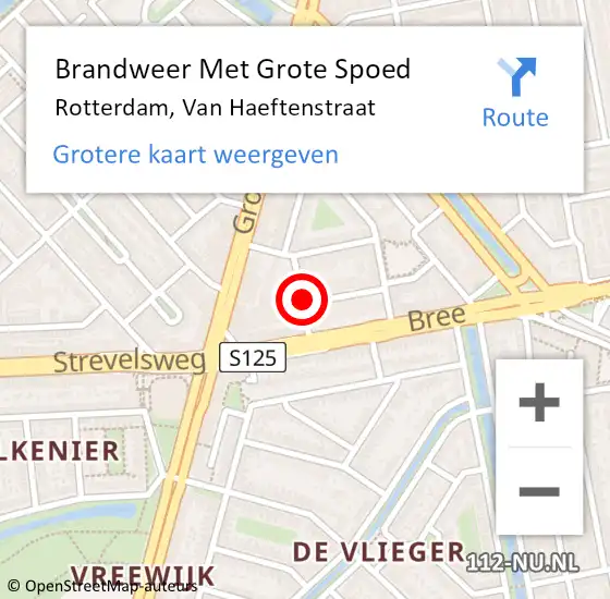 Locatie op kaart van de 112 melding: Brandweer Met Grote Spoed Naar Rotterdam, Van Haeftenstraat op 18 oktober 2019 02:14