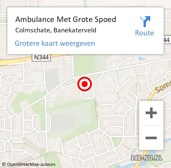 Locatie op kaart van de 112 melding: Ambulance Met Grote Spoed Naar Colmschate, Banekaterveld op 18 oktober 2019 03:42