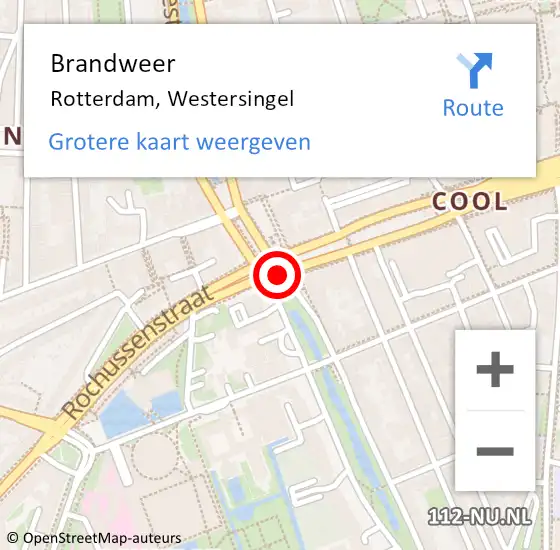 Locatie op kaart van de 112 melding: Brandweer Rotterdam, Westersingel op 18 oktober 2019 04:03