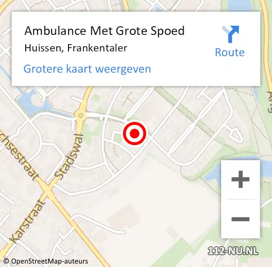 Locatie op kaart van de 112 melding: Ambulance Met Grote Spoed Naar Huissen, Frankentaler op 18 oktober 2019 05:18