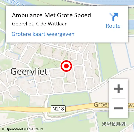 Locatie op kaart van de 112 melding: Ambulance Met Grote Spoed Naar Geervliet, C de Wittlaan op 18 oktober 2019 08:45