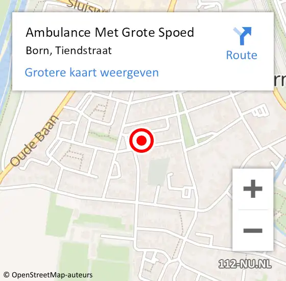 Locatie op kaart van de 112 melding: Ambulance Met Grote Spoed Naar Born, Tiendstraat op 17 april 2014 05:17