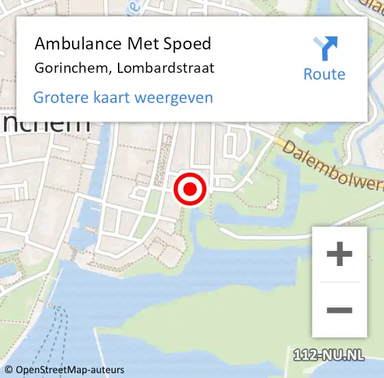 Locatie op kaart van de 112 melding: Ambulance Met Spoed Naar Gorinchem, Lombardstraat op 18 oktober 2019 10:01