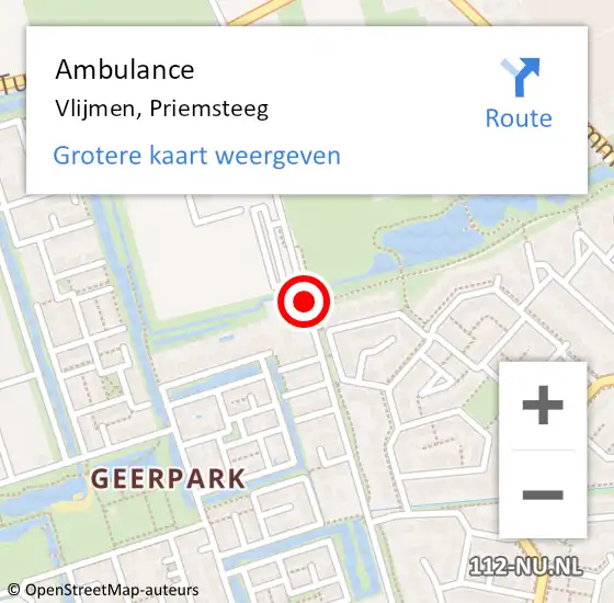 Locatie op kaart van de 112 melding: Ambulance Vlijmen, Priemsteeg op 18 oktober 2019 11:09