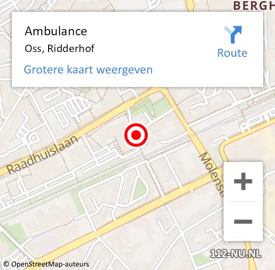 Locatie op kaart van de 112 melding: Ambulance Oss, Ridderhof op 18 oktober 2019 11:23