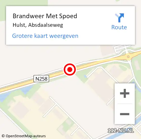 Locatie op kaart van de 112 melding: Brandweer Met Spoed Naar Hulst, Absdaalseweg op 18 oktober 2019 11:32