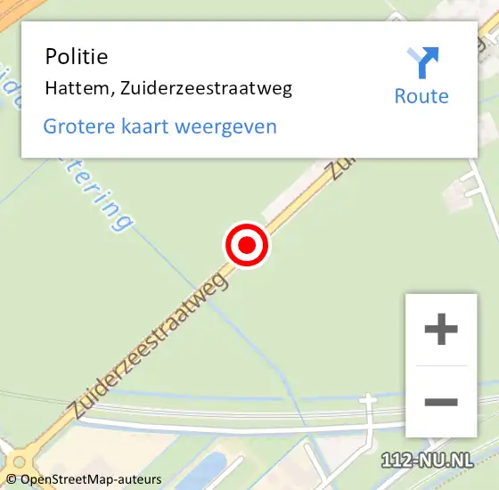 Locatie op kaart van de 112 melding: Politie Hattem, Zuiderzeestraatweg op 18 oktober 2019 11:38