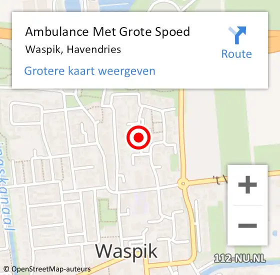 Locatie op kaart van de 112 melding: Ambulance Met Grote Spoed Naar Waspik, Havendries op 18 oktober 2019 12:35