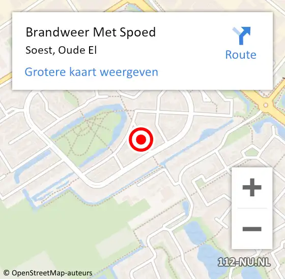 Locatie op kaart van de 112 melding: Brandweer Met Spoed Naar Soest, Oude El op 17 april 2014 06:52