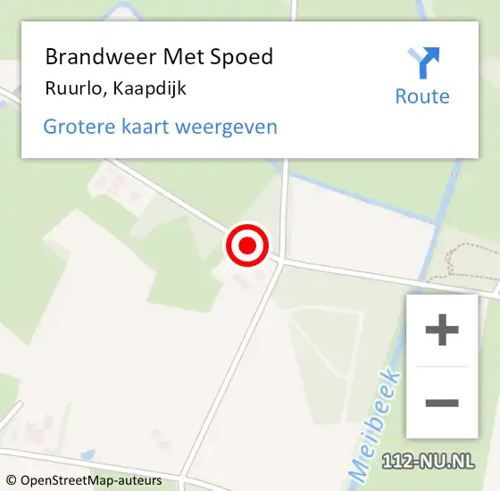 Locatie op kaart van de 112 melding: Brandweer Met Spoed Naar Ruurlo, Kaapdijk op 18 oktober 2019 12:46