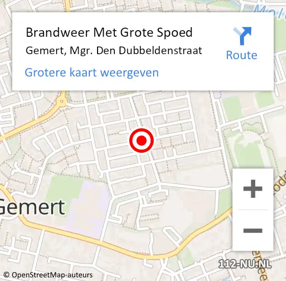 Locatie op kaart van de 112 melding: Brandweer Met Grote Spoed Naar Gemert, Mgr. Den Dubbeldenstraat op 18 oktober 2019 12:52