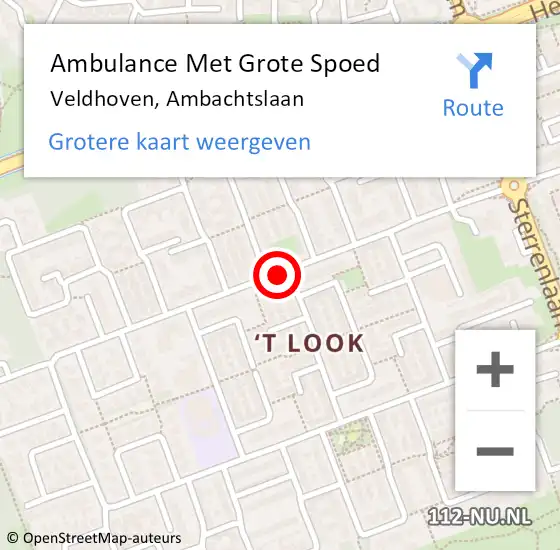 Locatie op kaart van de 112 melding: Ambulance Met Grote Spoed Naar Veldhoven, Ambachtslaan op 18 oktober 2019 14:21