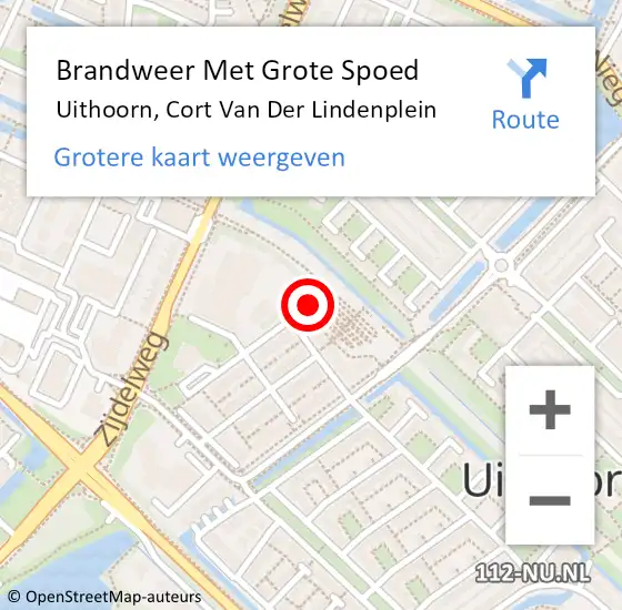 Locatie op kaart van de 112 melding: Brandweer Met Grote Spoed Naar Uithoorn, Cort Van Der Lindenplein op 18 oktober 2019 14:30