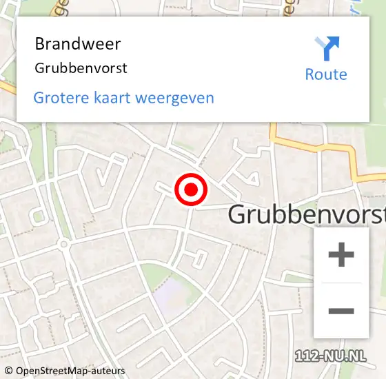 Locatie op kaart van de 112 melding: Brandweer Grubbenvorst op 18 oktober 2019 14:54