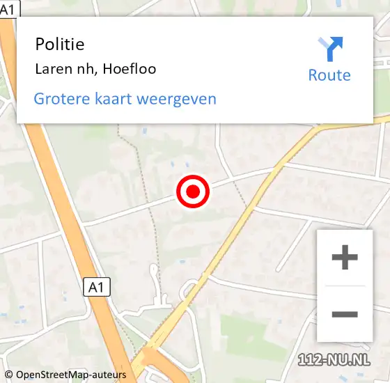 Locatie op kaart van de 112 melding: Politie Laren nh, Hoefloo op 18 oktober 2019 15:22