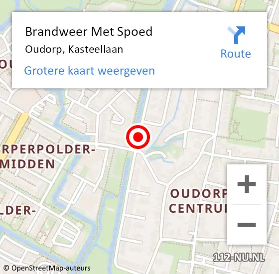 Locatie op kaart van de 112 melding: Brandweer Met Spoed Naar Oudorp, Kasteellaan op 18 oktober 2019 15:45