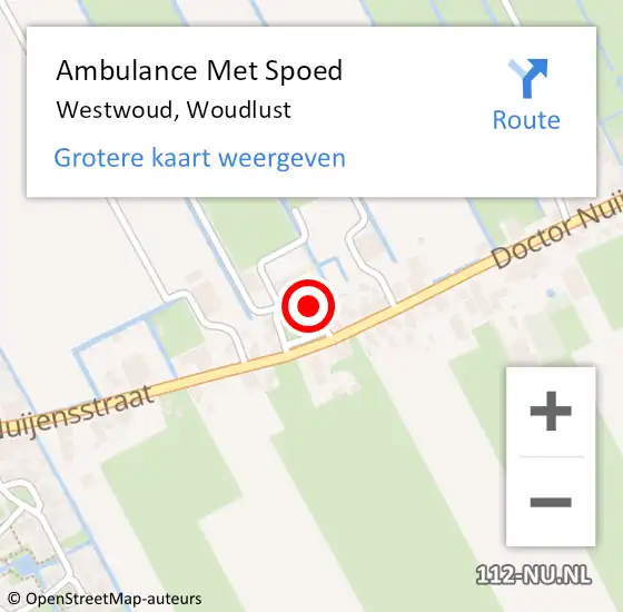 Locatie op kaart van de 112 melding: Ambulance Met Spoed Naar Westwoud, Woudlust op 18 oktober 2019 15:52