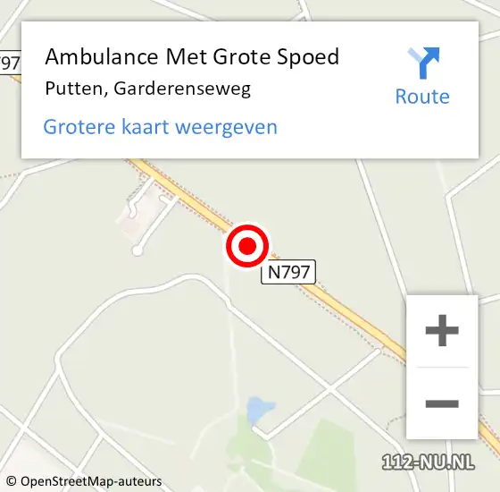 Locatie op kaart van de 112 melding: Ambulance Met Grote Spoed Naar Putten, Garderenseweg op 18 oktober 2019 16:00