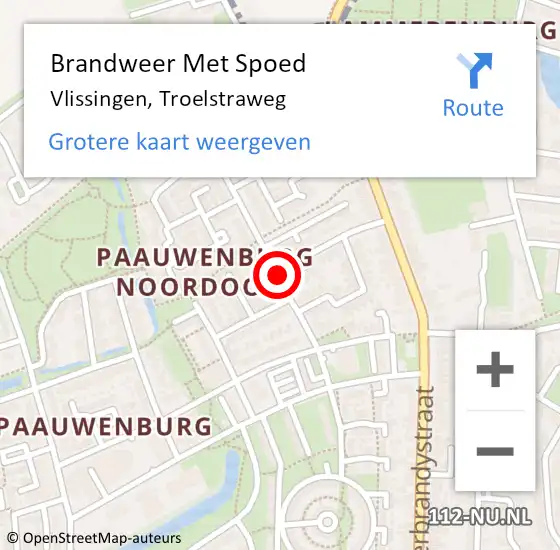 Locatie op kaart van de 112 melding: Brandweer Met Spoed Naar Vlissingen, Troelstraweg op 18 oktober 2019 16:16