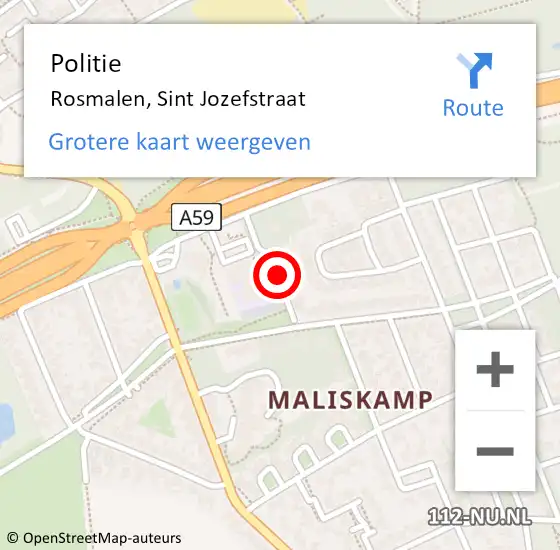 Locatie op kaart van de 112 melding: Politie Rosmalen, Sint Jozefstraat op 18 oktober 2019 16:17