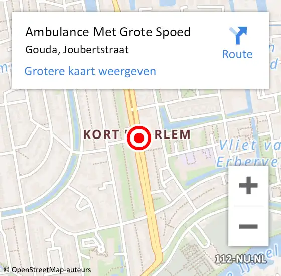 Locatie op kaart van de 112 melding: Ambulance Met Grote Spoed Naar Gouda, Joubertstraat op 18 oktober 2019 16:24
