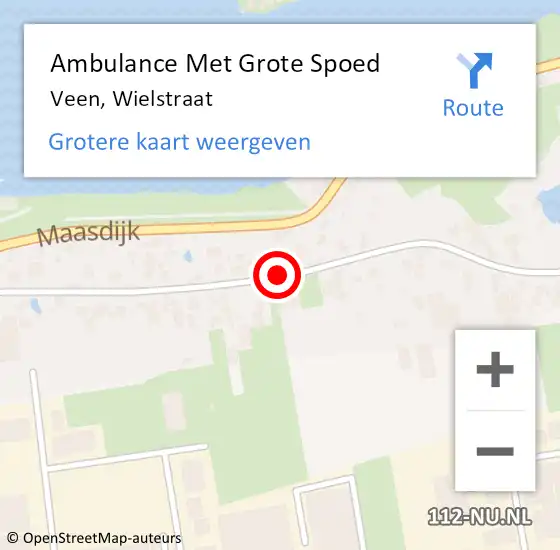 Locatie op kaart van de 112 melding: Ambulance Met Grote Spoed Naar Veen, Wielstraat op 18 oktober 2019 16:36