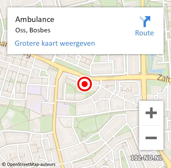 Locatie op kaart van de 112 melding: Ambulance Oss, Bosbes op 18 oktober 2019 17:04