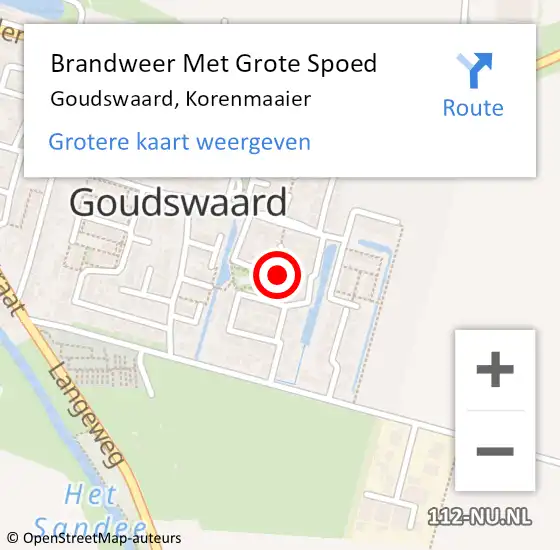 Locatie op kaart van de 112 melding: Brandweer Met Grote Spoed Naar Goudswaard, Korenmaaier op 17 april 2014 08:08