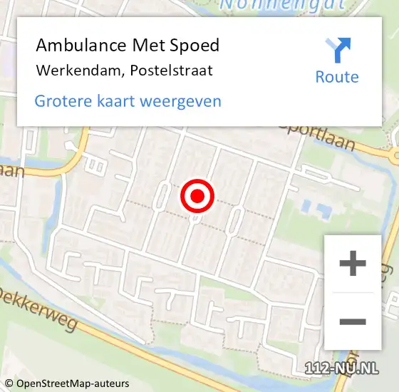 Locatie op kaart van de 112 melding: Ambulance Met Spoed Naar Werkendam, Postelstraat op 18 oktober 2019 18:42