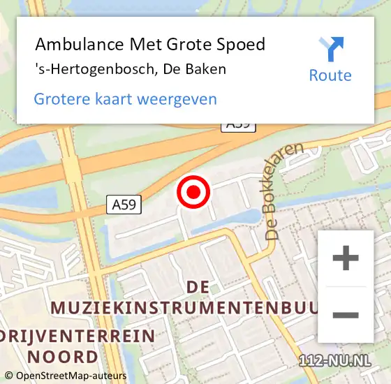 Locatie op kaart van de 112 melding: Ambulance Met Grote Spoed Naar 's-Hertogenbosch, De Baken op 18 oktober 2019 20:04