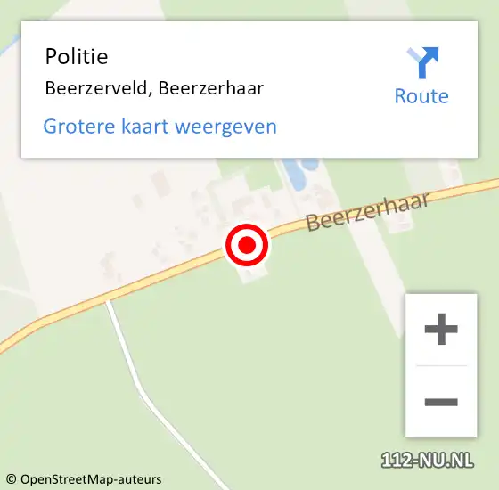 Locatie op kaart van de 112 melding: Politie Beerzerveld, Beerzerhaar op 18 oktober 2019 21:15
