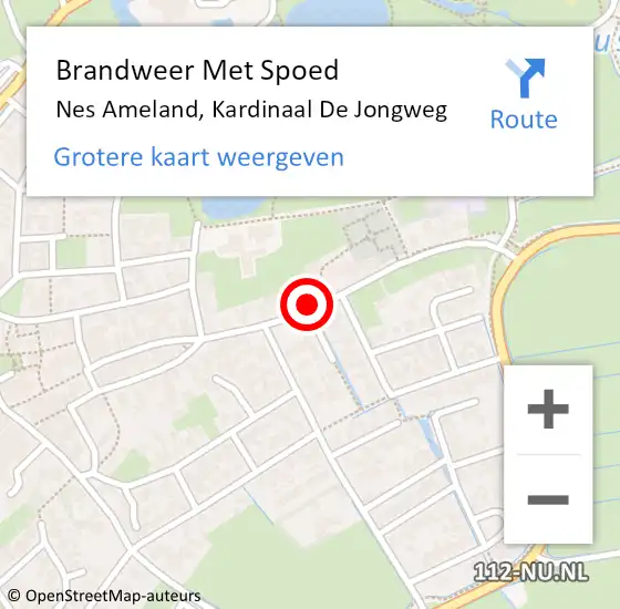 Locatie op kaart van de 112 melding: Brandweer Met Spoed Naar Nes Ameland, Kardinaal De Jongweg op 18 oktober 2019 22:26