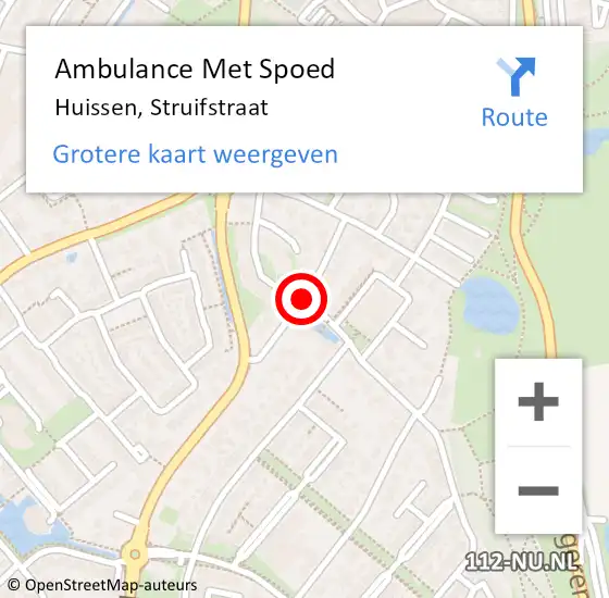 Locatie op kaart van de 112 melding: Ambulance Met Spoed Naar Huissen, Struifstraat op 19 oktober 2019 01:40