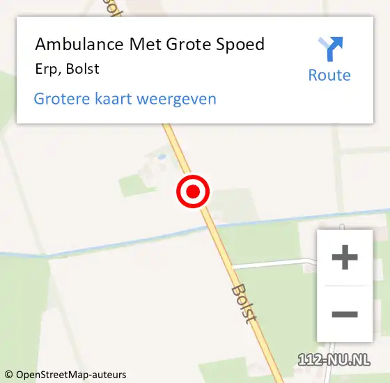 Locatie op kaart van de 112 melding: Ambulance Met Grote Spoed Naar Erp, Bolst op 19 oktober 2019 02:17