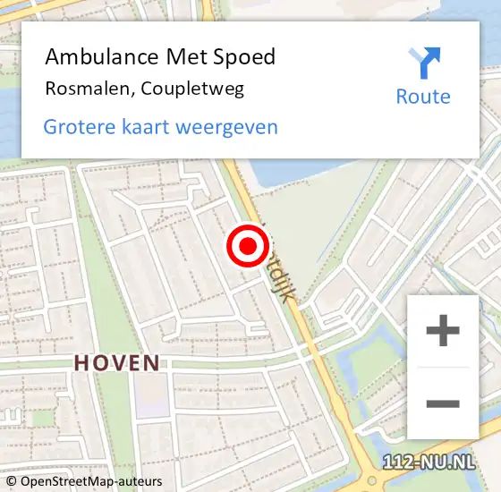 Locatie op kaart van de 112 melding: Ambulance Met Spoed Naar Rosmalen, Coupletweg op 19 oktober 2019 03:01