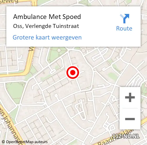 Locatie op kaart van de 112 melding: Ambulance Met Spoed Naar Oss, Verlengde Tuinstraat op 19 oktober 2019 08:18