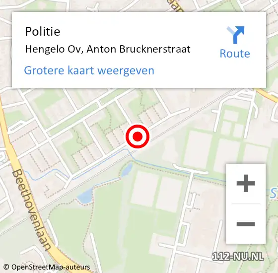 Locatie op kaart van de 112 melding: Politie Hengelo Ov, Anton Brucknerstraat op 19 oktober 2019 10:56