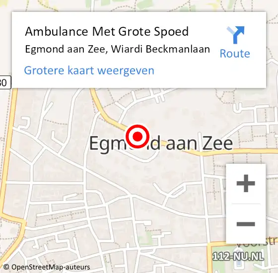 Locatie op kaart van de 112 melding: Ambulance Met Grote Spoed Naar Egmond aan Zee, Wiardi Beckmanlaan op 19 oktober 2019 11:06